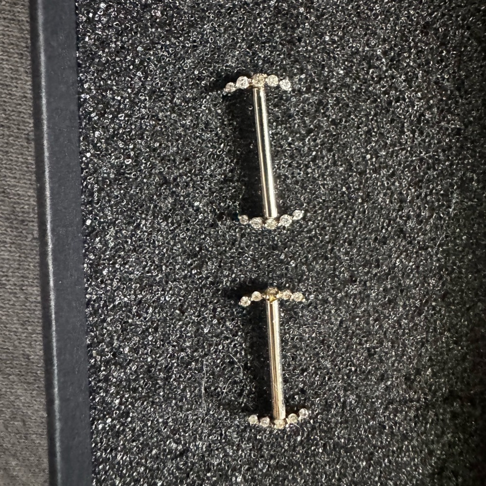14k solid white gold genuine diamond climber nipple barbell body jewelry